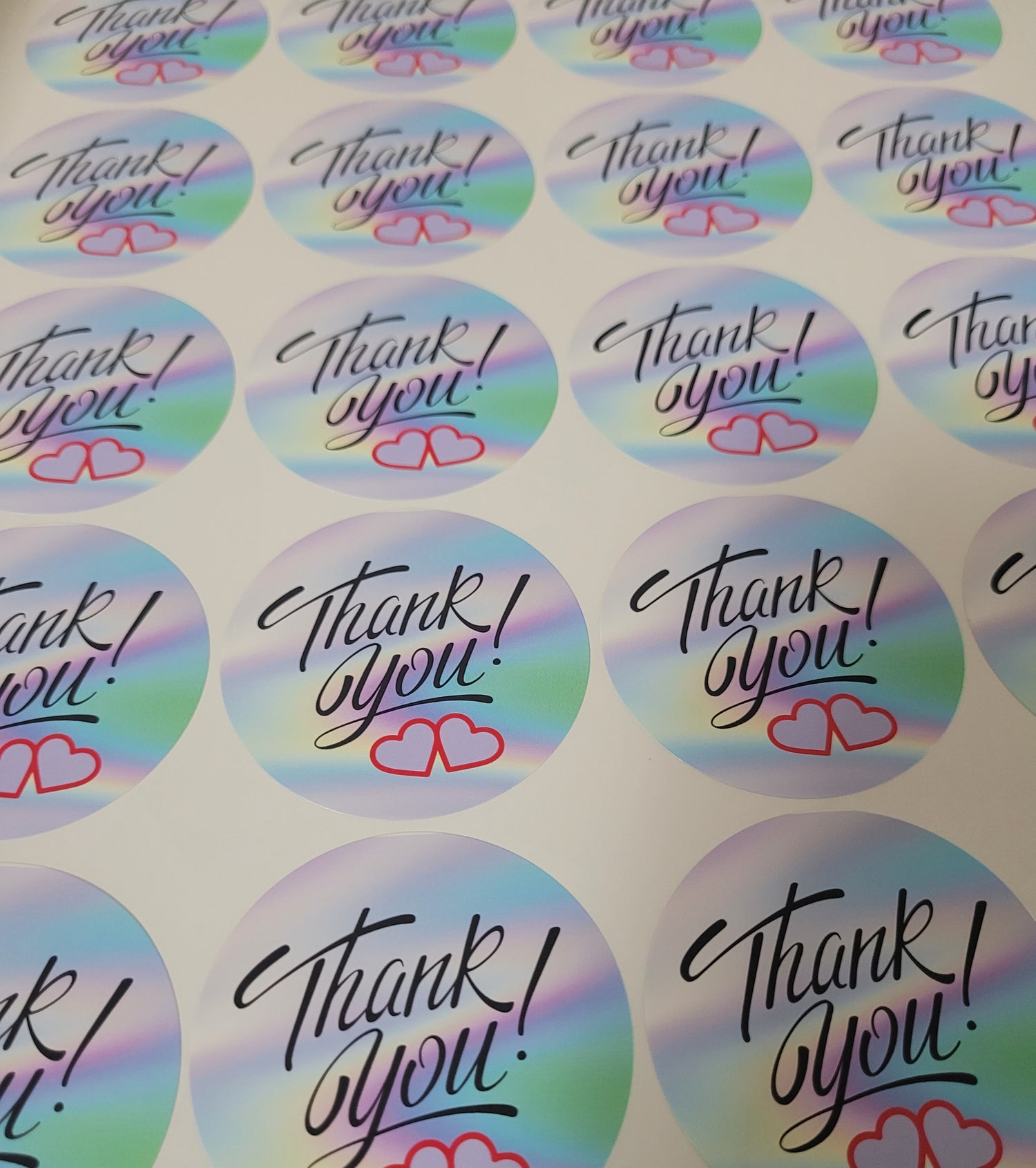 100 Stickers 2&quot; Thank You! Holo