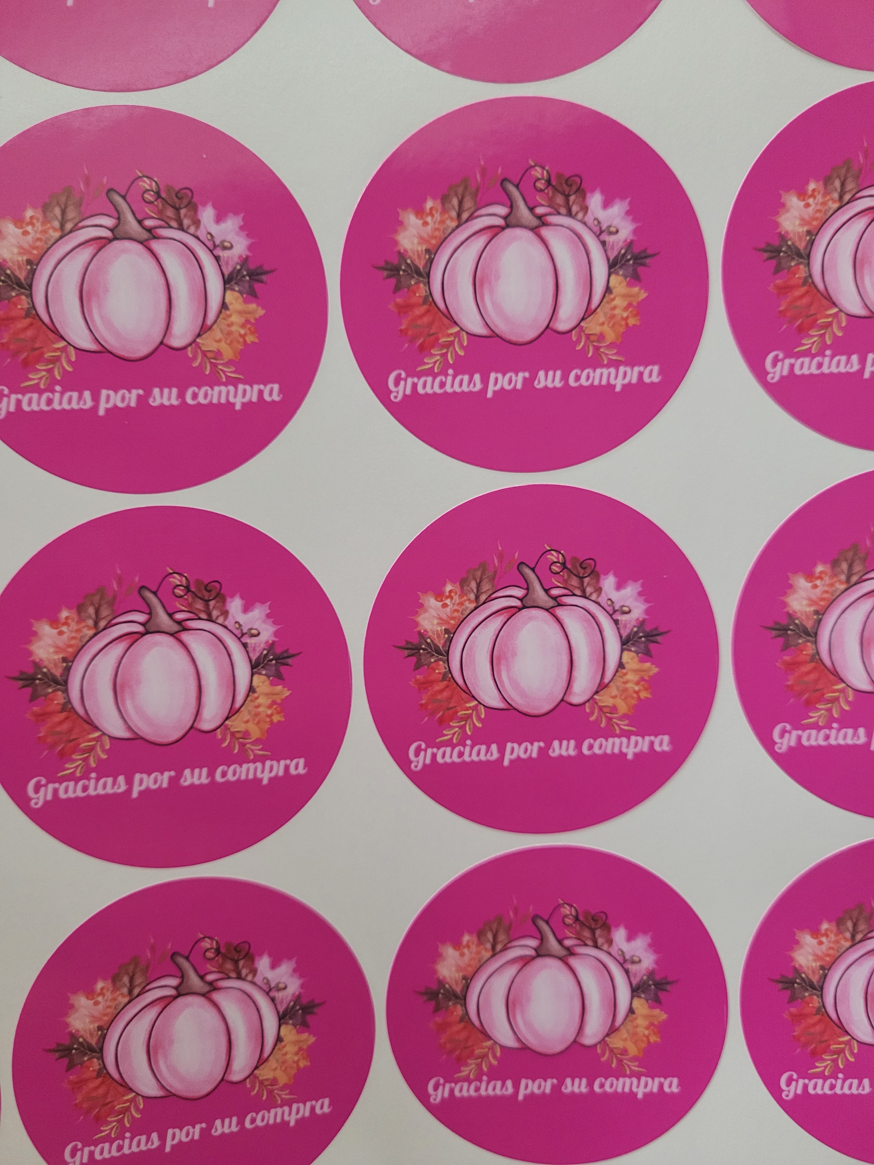 100 Stickers 2&quot; ALC OtoñoPumpkins Rosa