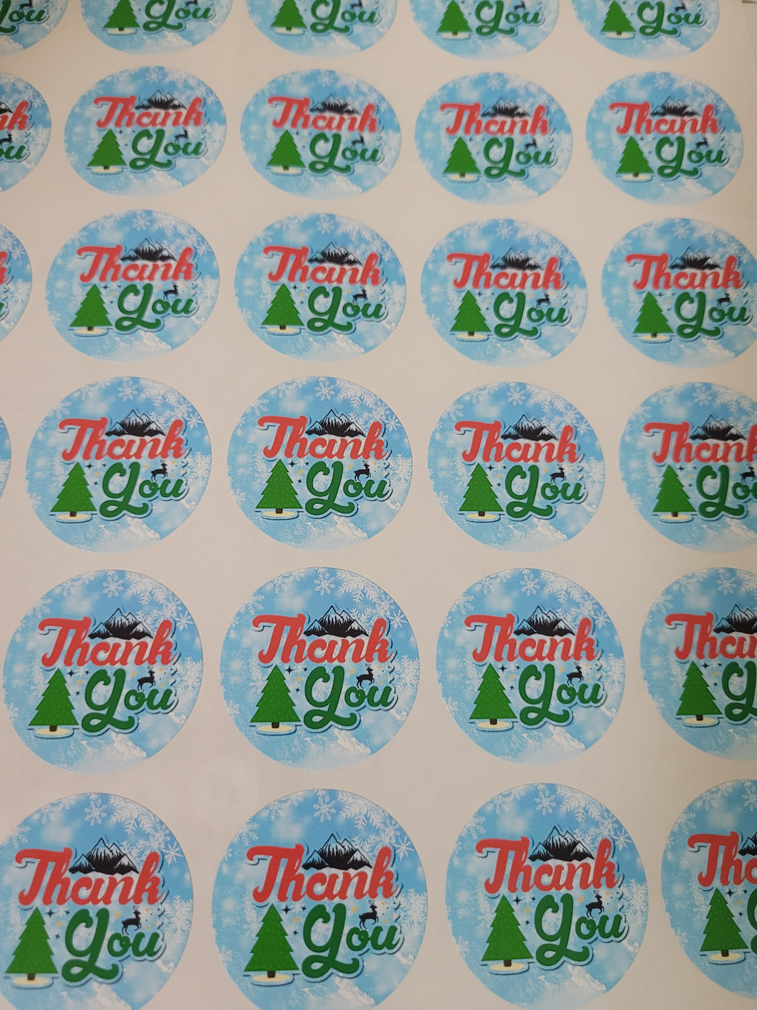 120 Sticker  ALC Christmas Blue Thank You  1.5&quot;