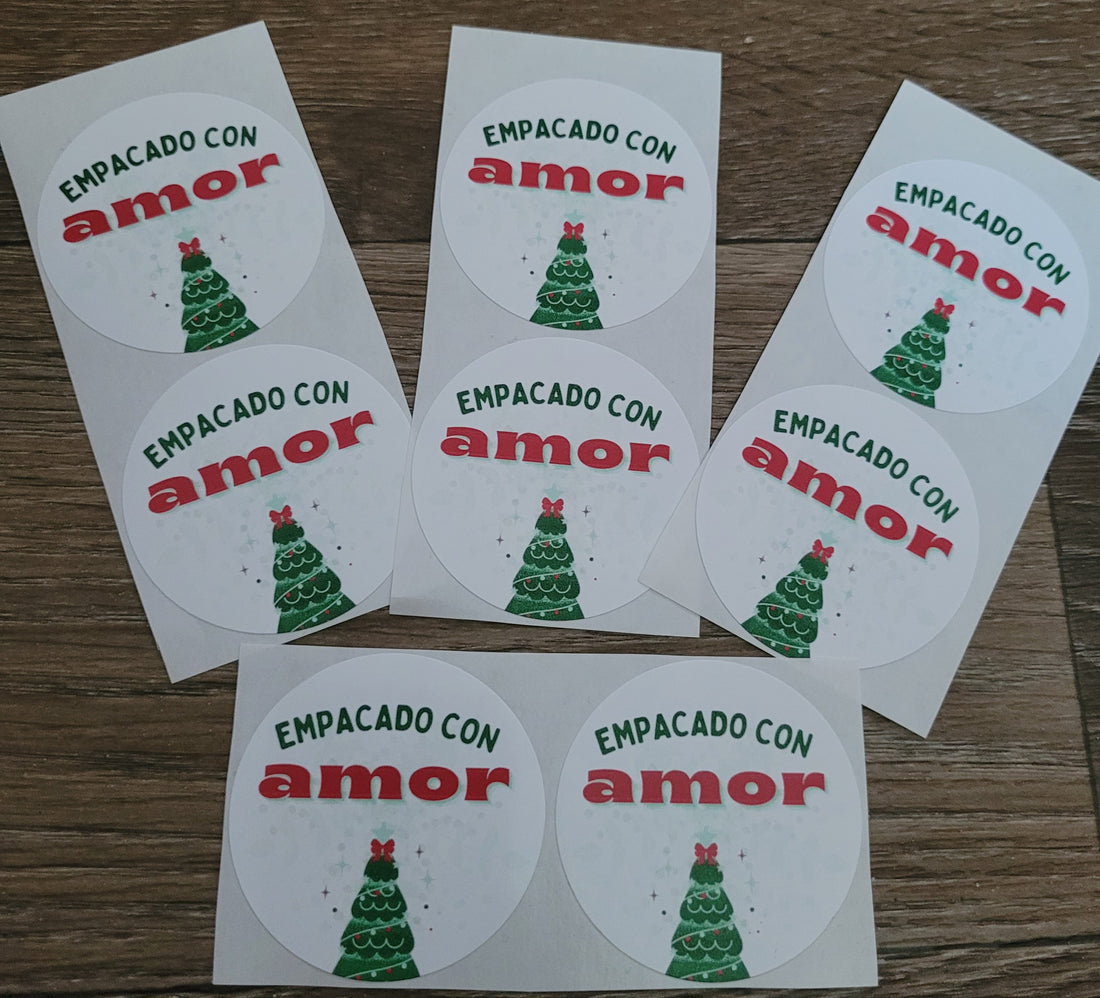 100 Stickers 2&quot; Empacado Christmas Spanish