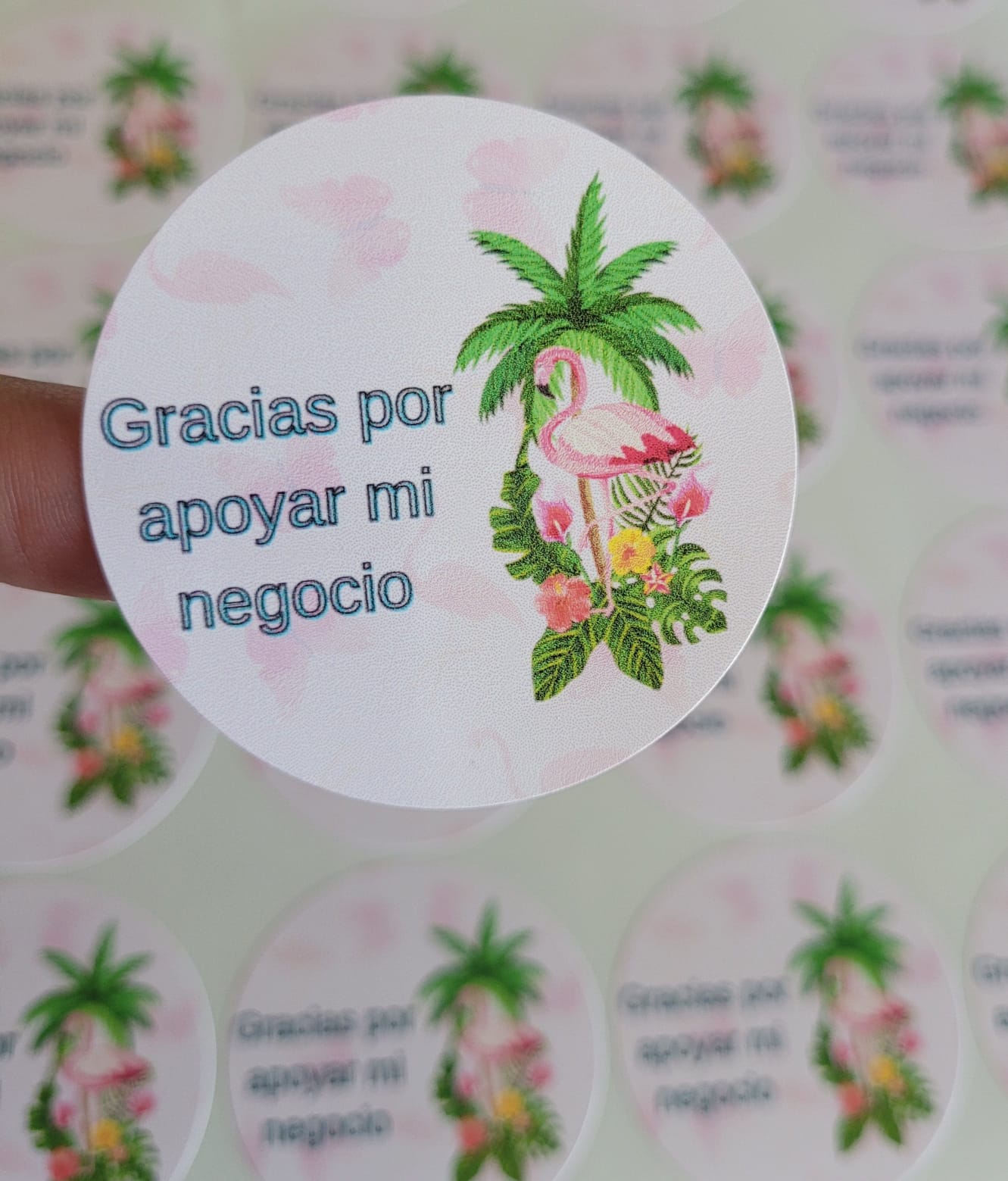 Stickers 2&quot; Agradecimiento Flamingo 1