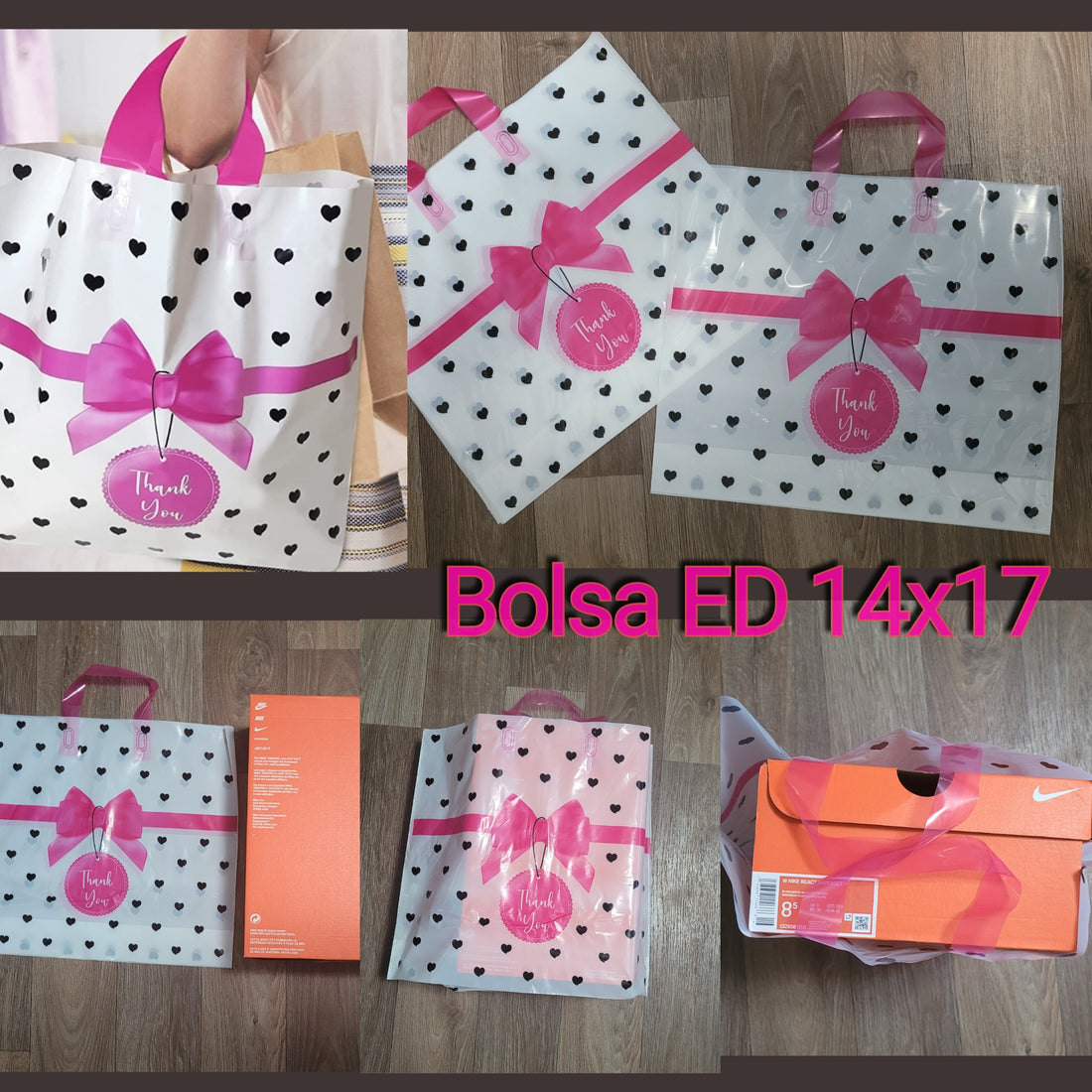 Bolsas de Entrega Directa 14x17 Dots Pink/Black