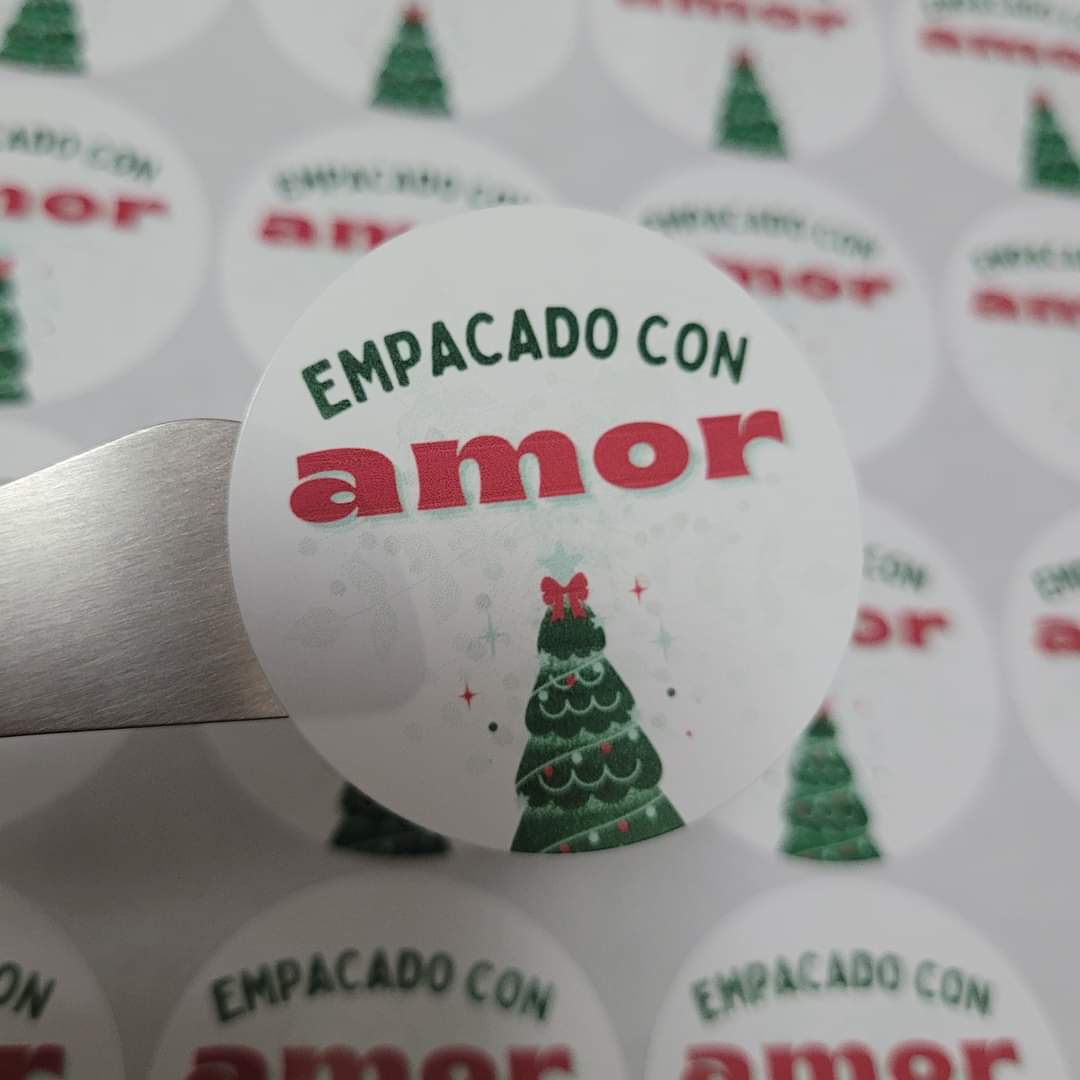 100 Stickers 2&quot; Empacado Christmas Spanish