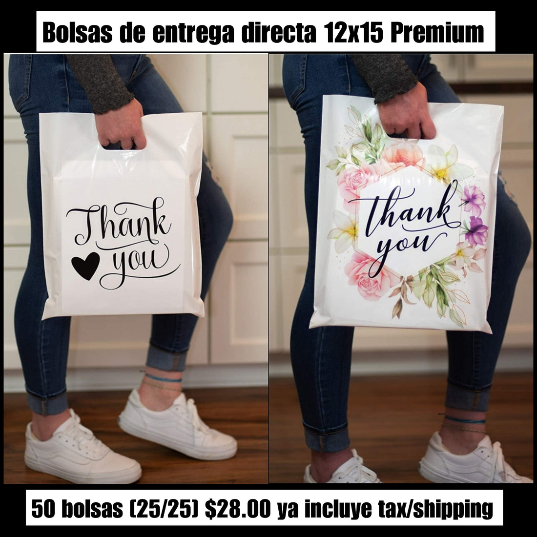 Set de Bolsas de Entrega Directa 12 x15 Mix Thank You