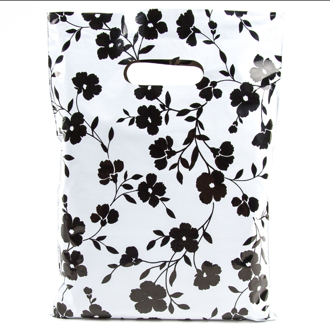 Bolsas de Entrega Directa 12 x15 Floral Black/White