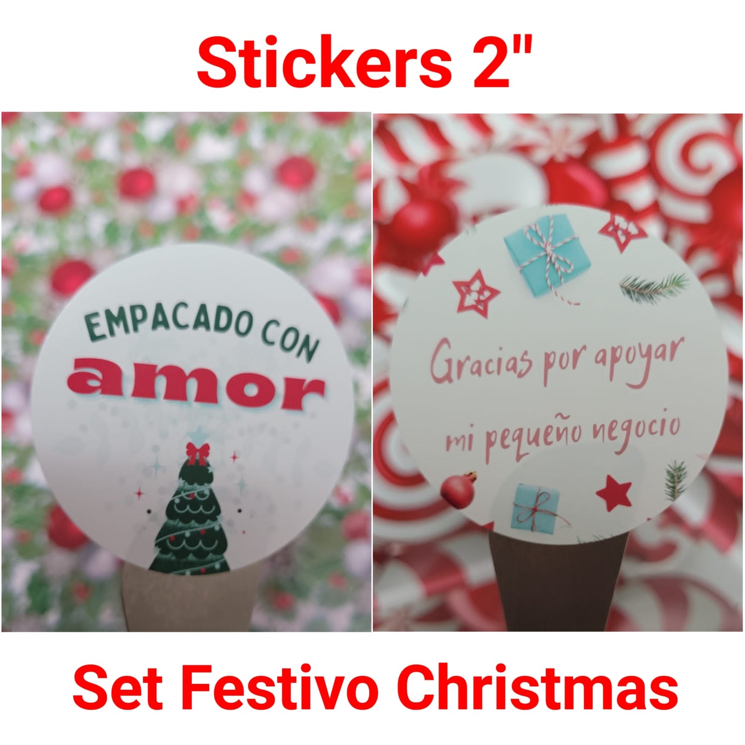 Stickers Navidad tamaño 2&quot;